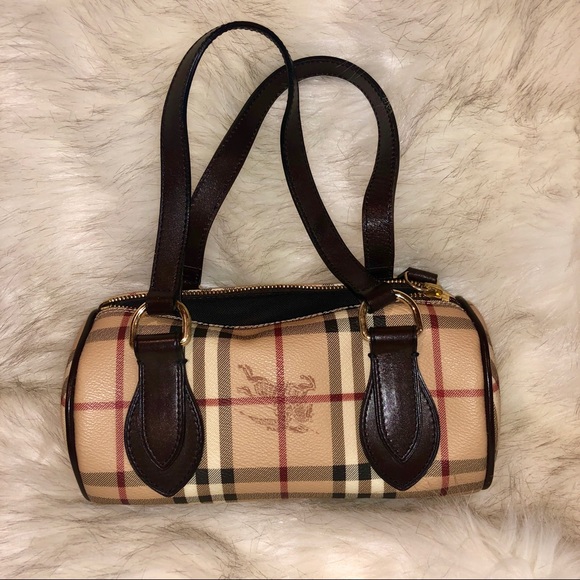BURBERRY Vintage Check Leather Barrel Bag, NWOT - Picture 1 of 11